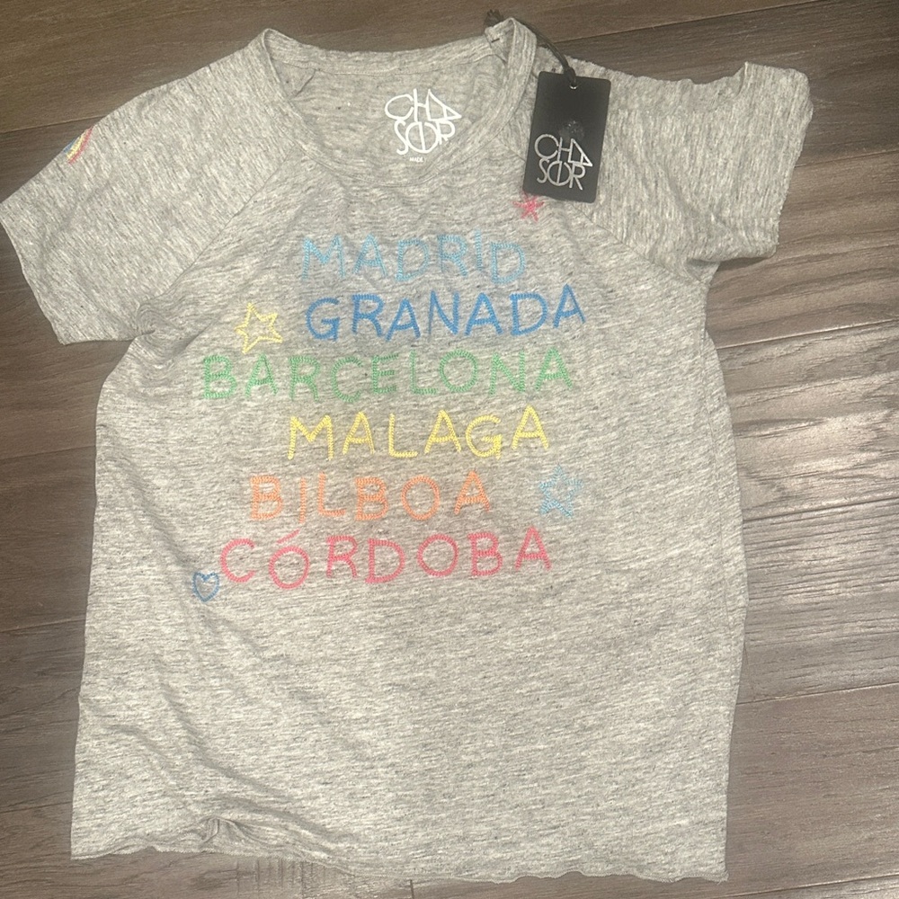 CHASOR Gray Tee with Colorful City Names